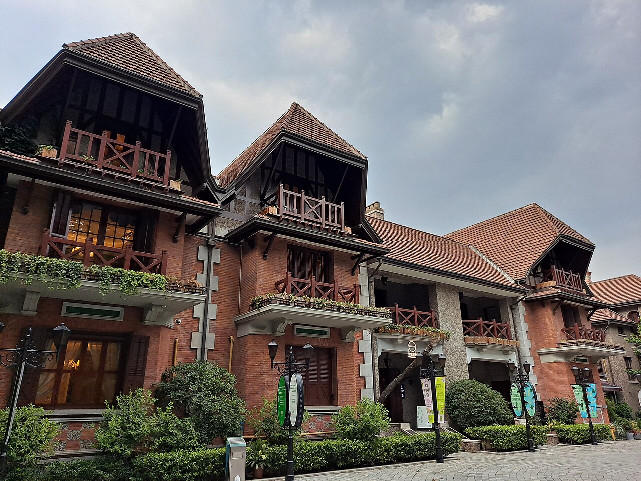 Red-brick garden residences at Sinan Mansions in Shanghai