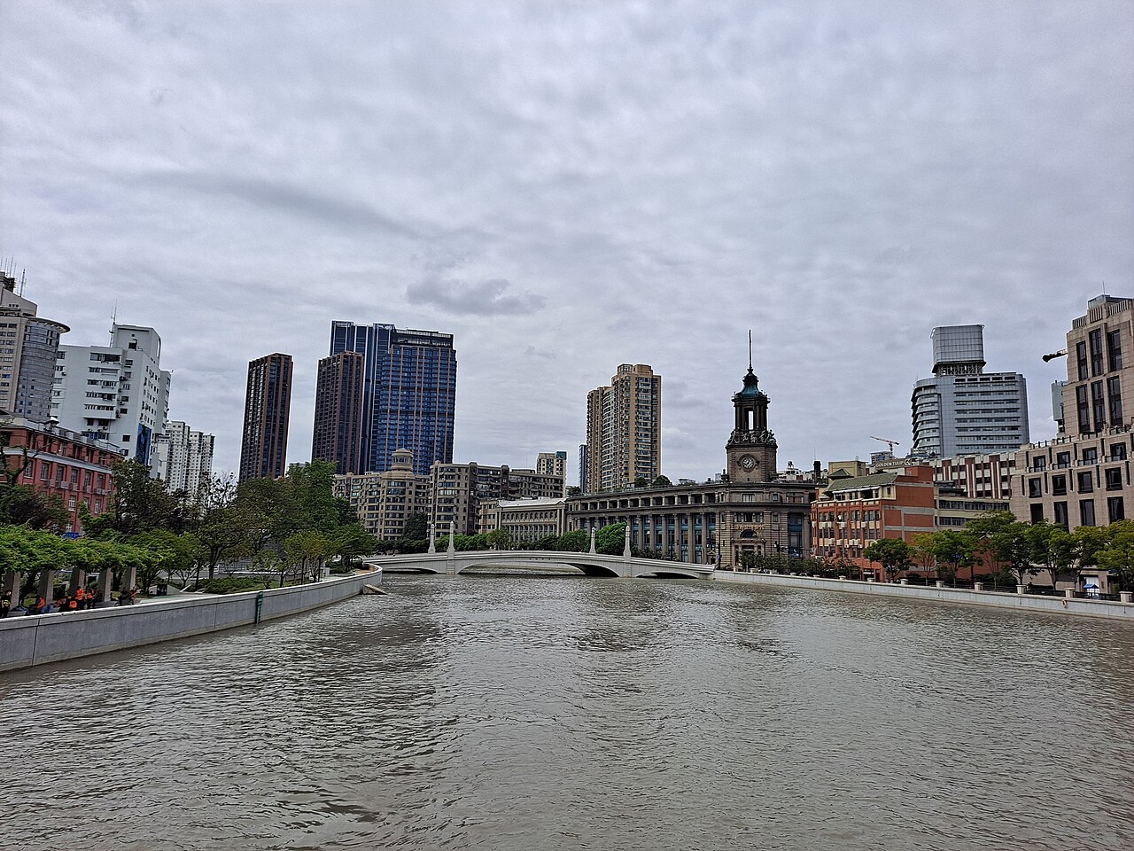 Suzhou Creek facing the Shanghai General Post Office and newer buildings